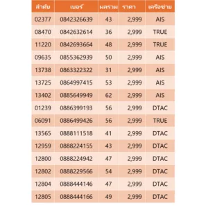 เบอร์สวย เบอร์มงคล ราคา 2