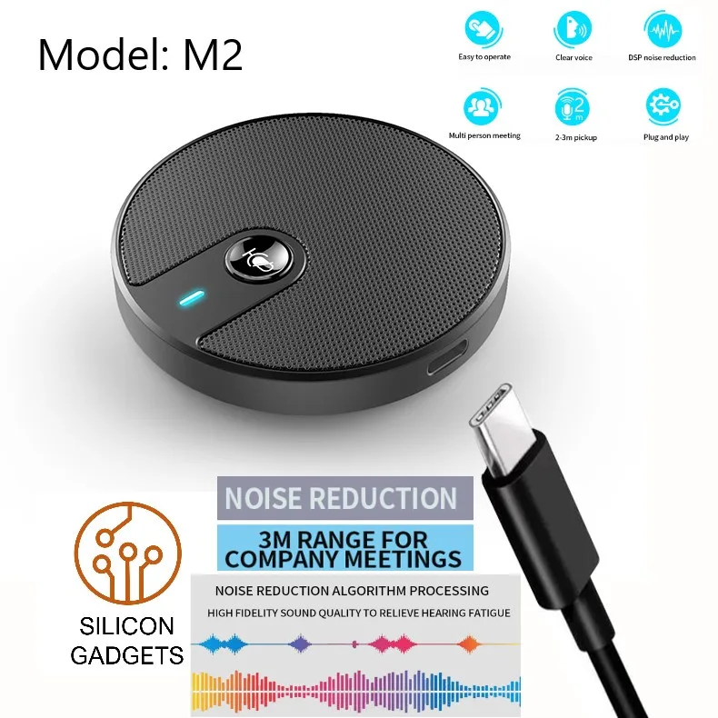 ไมโครโฟนประชุมออนไลน์ รับเสียง 360° | Portable Omnidirectional Microphone with Mute - รองรับ Zoom