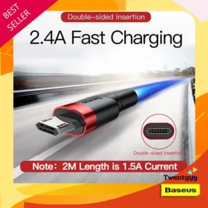 พร้อมส่ง⭐️ถูก/แท้ BASEUS สายชาร์จเร็ว สายถัก Android Micro USB รองรับ Fast Charge 2.4A สายชาร์จแอนดรอย สายไมโคร สายMicro