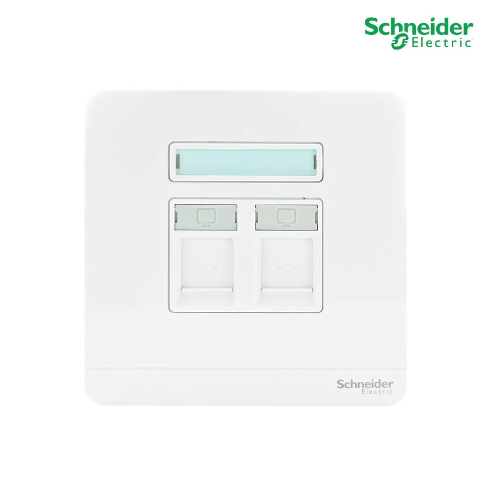 Schneider เต้ารับคอมพิวเตอร์(สายแลน) 2 ช่อง CAT6 RJ45 มีม่านนิรภัย สีขาว | AvatarOn E | E8332RJS6_WE