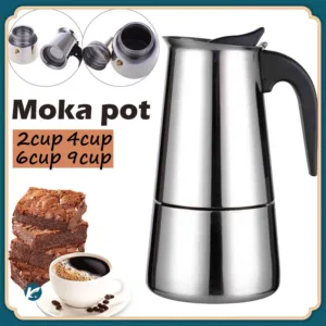 【KC】MOKA POT กาต้มกาแฟสดแบบพกพา สแตนเลส สามารถอุ่นด้วยเตาแม่เหล็กไฟฟ้า