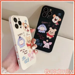 เคสไอโฟ14นวินนี่เดอะพูห์ IPhone 13 Pro Max ลายแถบข้างการ์ตูนขอบเหลี่ยมซิลิโคนสำหรับ เคส Apple เคสไอโฟน11 6 plus iPhone 12 11 14 เคสไอโฟนXR 13 XS Max เคสไอโฟน7พลัส 13 Pro Max 6s Max SE2 X 2020 xr เคสi11 เคสไอโฟน13 Pro 7 เคส i8plus Case