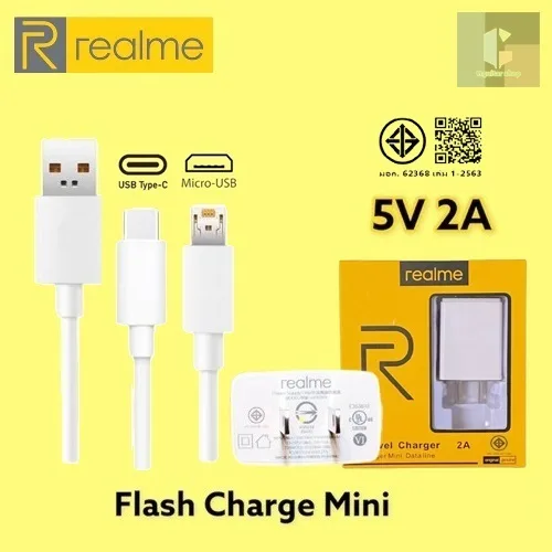 ชุดชาร์จREALME MICRO/TYPE-C 2Aของแท้charger Mini Data line ใช้ได้กับรุ่น เรียวมี​​5/​ 5i