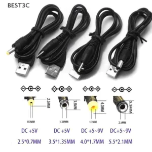 Best3c พอร์ต USB เป็น 2.5 3.5 4.0 5.5 มม. 5V DC บาร์เรล แจ็ค สายไฟ เชื่อมต่อ สีดํา
