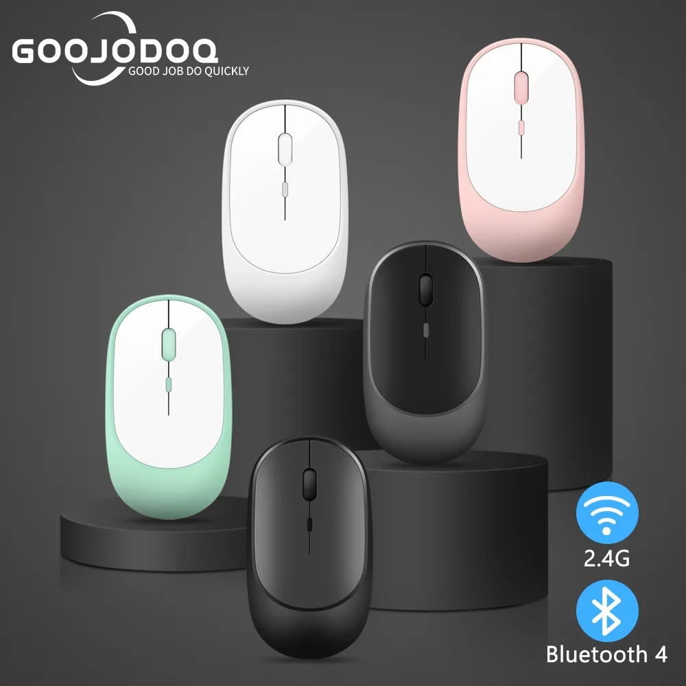 GOOJODOQ  เมาส์ไร้สาย บลูทูธ 4.0 พร้อม Usb เมาส์ 3 สามารถปรับ DPI สำหรับ PC คอมพิวเตอร์