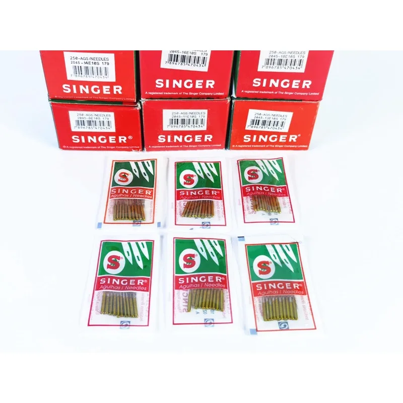 เข็มจักรซิงเกอร์(SINGER)-2045(เข็มทอง) (ใช้กับจักรเล็ก จักรหัวดำ จักรซิกแซก จักรกระเป๋าหิ้ว) ราคาต่อห่อ