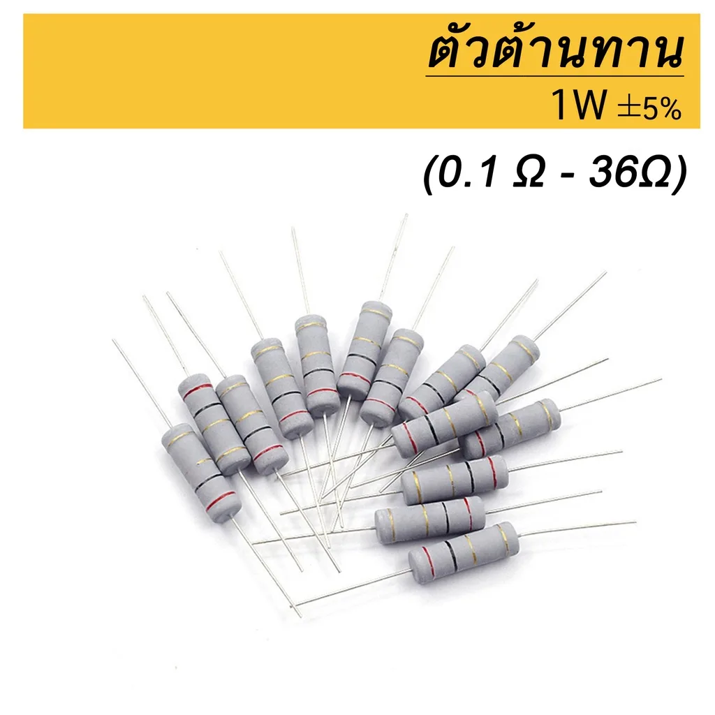 (2ตัว) ตัวต้านทาน 1W ±5% 0.1Ω-36Ω