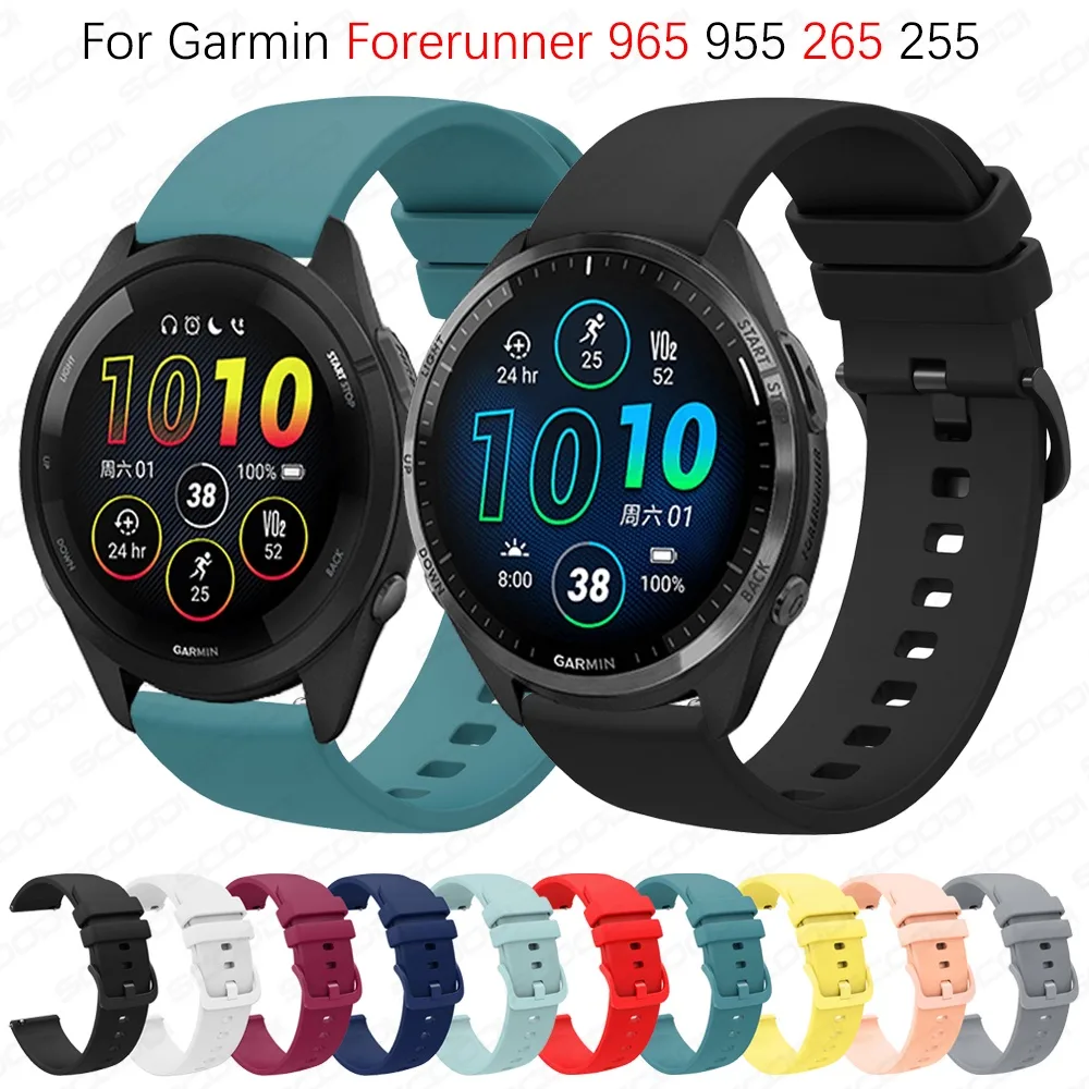 สายนาฬิกาข้อมือซิลิโคน แบบเปลี่ยน สําหรับ Garmin Forerunner 965 955 265 255