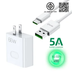 OWIRE 66W สายชาร์จ Type-C ชุด OPPO หัวชาร์จ super VOOC HUAWEI SuperCharger รองรับ ชาร์จเร็ว สายชาร์จ Android Fast Charge