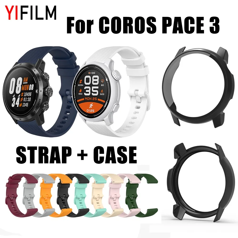 สายซิลิโคนนิ่ม + ฝาครอบ PC สําหรับ Coros Pace 3 เคสกันชน ป้องกันหน้าจอ อุปกรณ์เสริมสําหรับนาฬิกา Coros Pace3