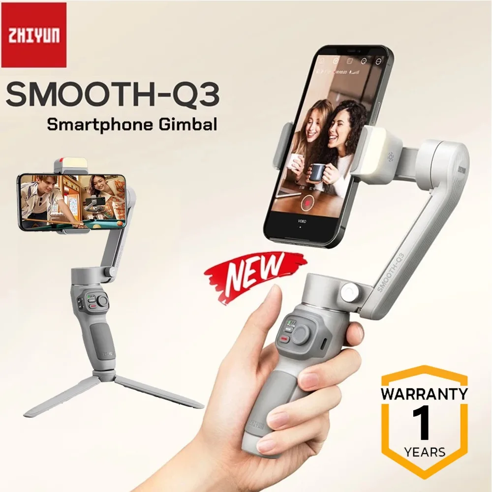 Zhiyun Smooth Q3 ไม้กันสั่น 3 แกน มาพร้อมไฟ LED ในตัวหมุนได้ แถมฟรี Zhiyun Caseพร้อมขาตั้ง [Combo set]