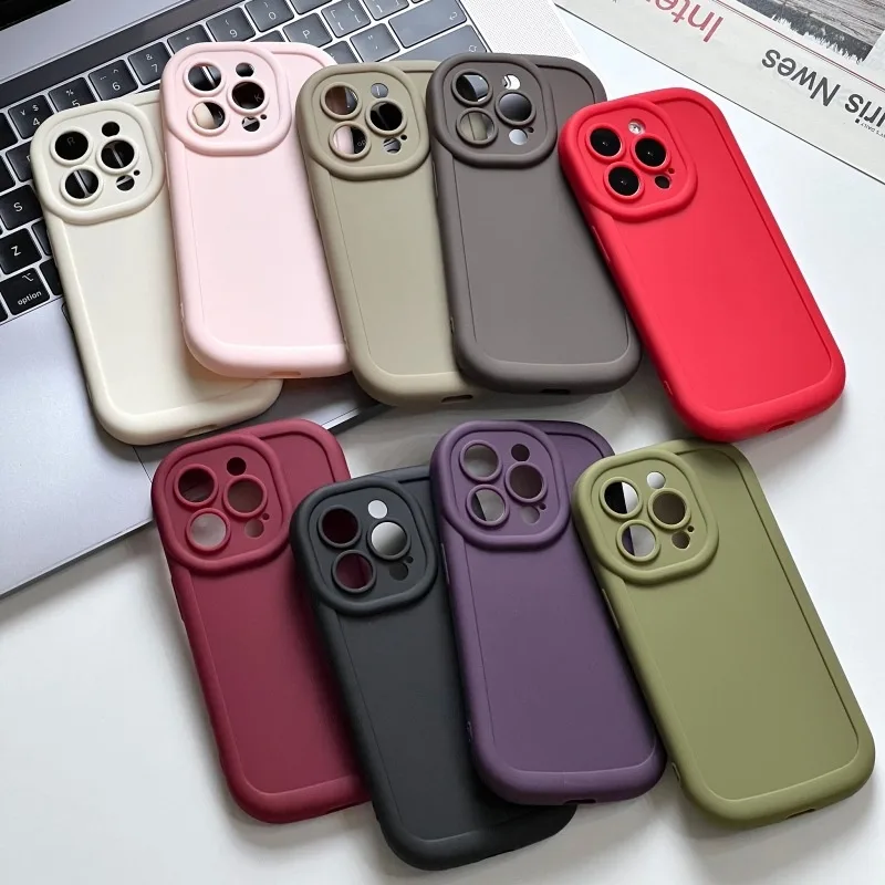 เคสโทรศัพท์มือถือ TPU แบบนิ่ม สีพื้น สําหรับ Iphone 13 14 Pro Max
