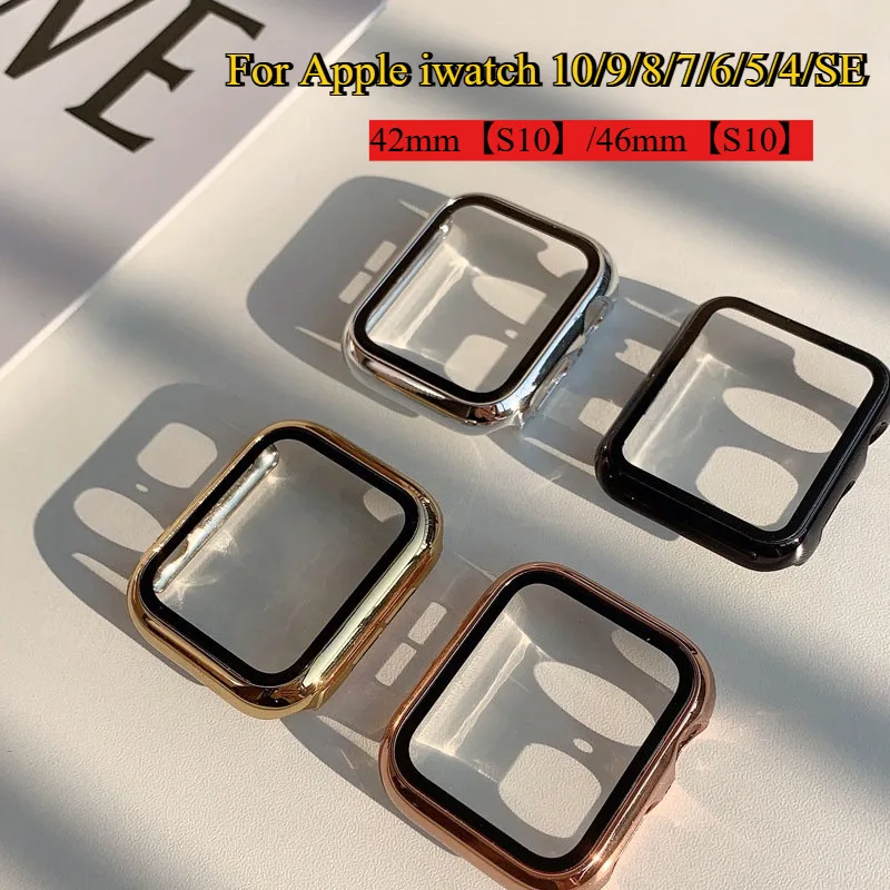 กระจก + สําหรับ Apple Watch 46 มม.42 มม.45 มม.41 มม.40 มม.44 มม.กันชน iWatch Series 10 9 S8 7 6 SE 5 4 3 Accessorie ป้องกันหน้าจอ