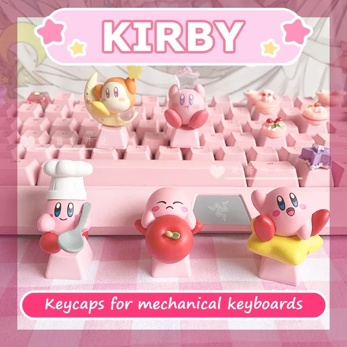 คีย ์ บอร ์ ดคีย ์ บอร ์ ด Kirby Star Game ABS✔Super น ่ ารักนางฟ ้ าน ้ อยน ่ ารักสเตอริโอคีย ์ บอร ์ ดสีชมพู R4 Keycaps บุคลิกภาพสาวสวยคริสตัล el oem R4 Keycaps