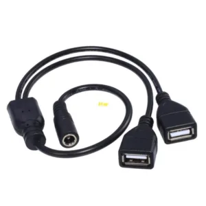 Bt สายชาร์จ USB เป็น DC ตัวเมีย 5.5X2.1 มม. เป็น 2 USB ตัวเมีย สําหรับชาร์จอิเล็กทรอนิกส์