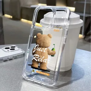 เคสไอโฟน 15 Pro max เคสไอโฟน11/12/13/14/15/16 lTransparent beer cat soft Case For iPhone 11