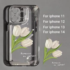 ❤️จัดส่งทันที❤️ สำหรับ for iPhone 11 13 14 Pro Max 14 Pro 14 7 8 Plus 13 12 Pro Max XS Max เลนส์กล้องป้องกันกรณีดอกไม้