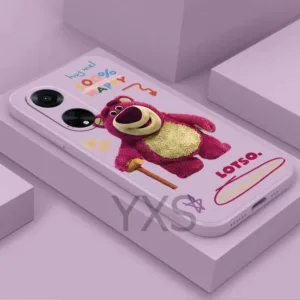 การออกแบบใหม่ เคส OPPO A7 A5S A12 A11K A3 A3S A1K A5 2020 A9 2020 A31 2020 A52 A92 A59 F1S A59S เคส ซิลิโคนไม้ค้ำยันสตรอเบอร์รี่หมีกรณีโทรศัพท์