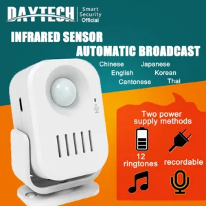 ส่งไวจากไทย Daytech ร้านค้า สวัสดียินดีต้อนรับกริ่ง เสียง ฟังก์ชันการบันทึก ตรวจจับความเคลื่อนไหว ระฆังภาษาไทย HW09