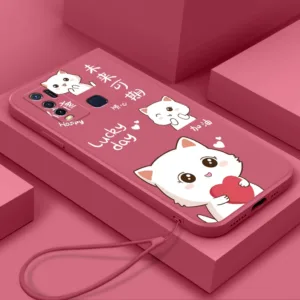 เคสโทรศัพท์มือถือแบบนิ่ม tpu กันกระแทก ลายแมว พร้อมสายคล้อง สําหรับ vivo y19 y50 y30 y30i y33s y75 y21s1 s1 pro y53
