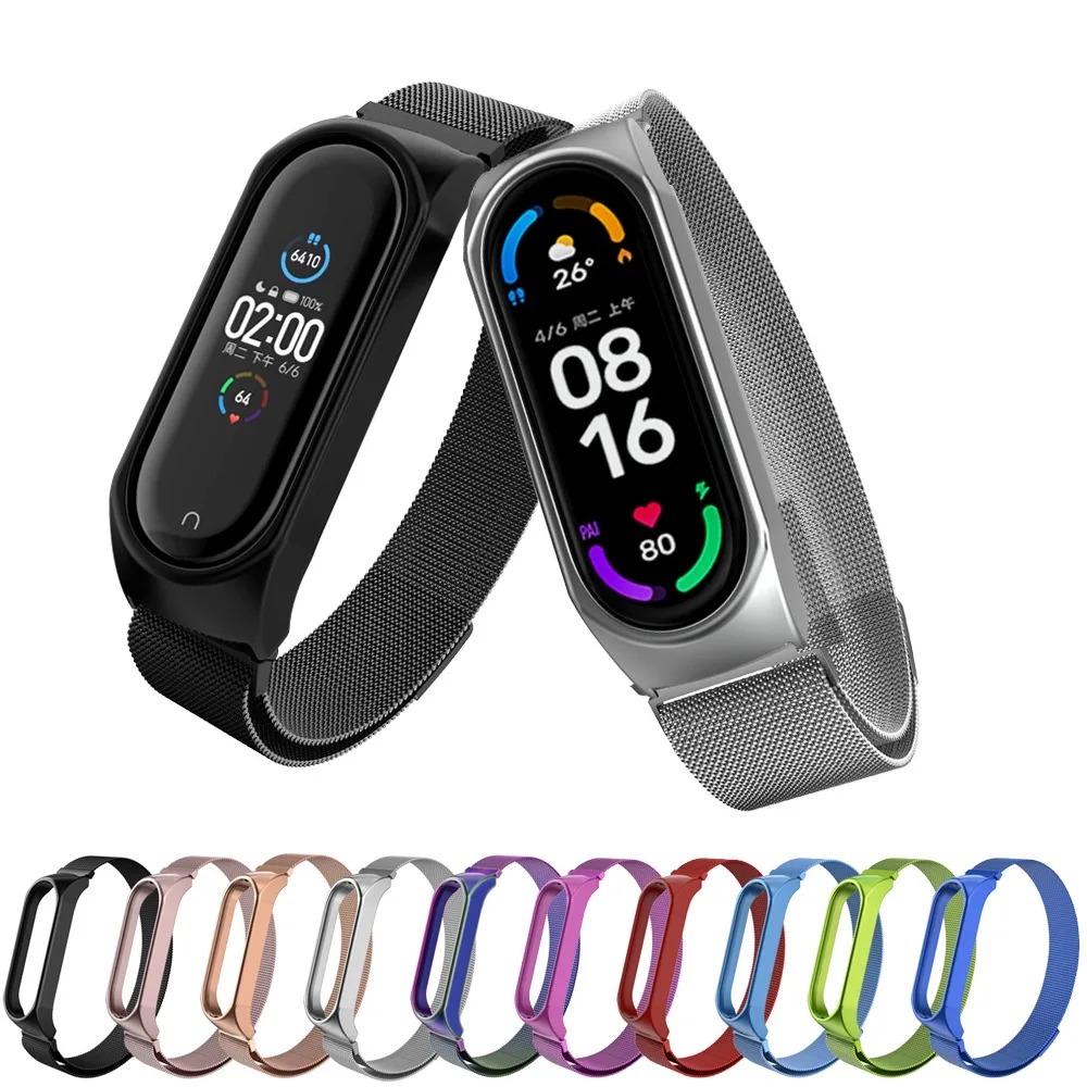 Milanese สายนาฬิกาข้อมือ สเตนเลส สําหรับ Xiaomi Mi Band 3 4 5 6 7
