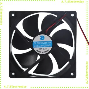 พัดลม 3 นิ้วครึ่ง 90x90x25 24V 0.25A 2 สาย ดำแดง