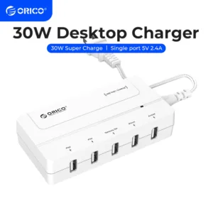 Orico USB Desktop Charger สถานีชาร์จ Fast Charge 5-พอร์ต 30W USB สําหรับ ipad iphone Android (DCH)