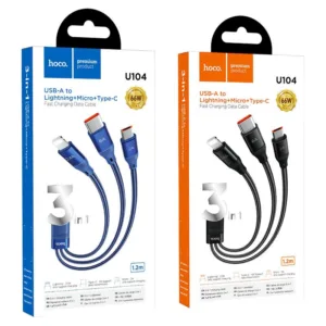 Hoco  U104 สายชาร์จเร็ว 3 หัว จ่ายไฟแรงสุด 66W / 6A  สำหรับ i15