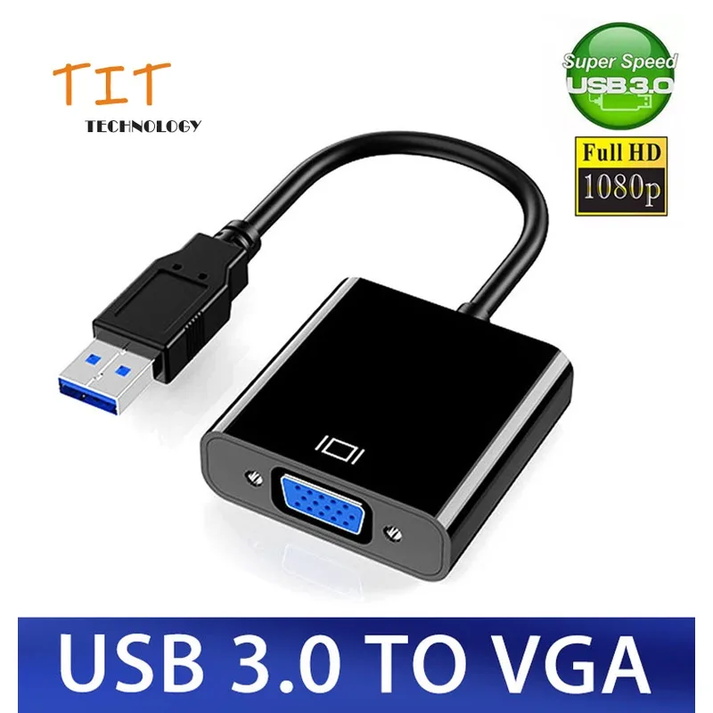 USB 3.0 to VGA 1080P จอแสดงผลตัวแปลงอะแดปเตอร์สำหรับโปรเจ็คเตอร์คอมพิวเตอร์ ... USB 3.0 to VGA 1080P Display Adapter