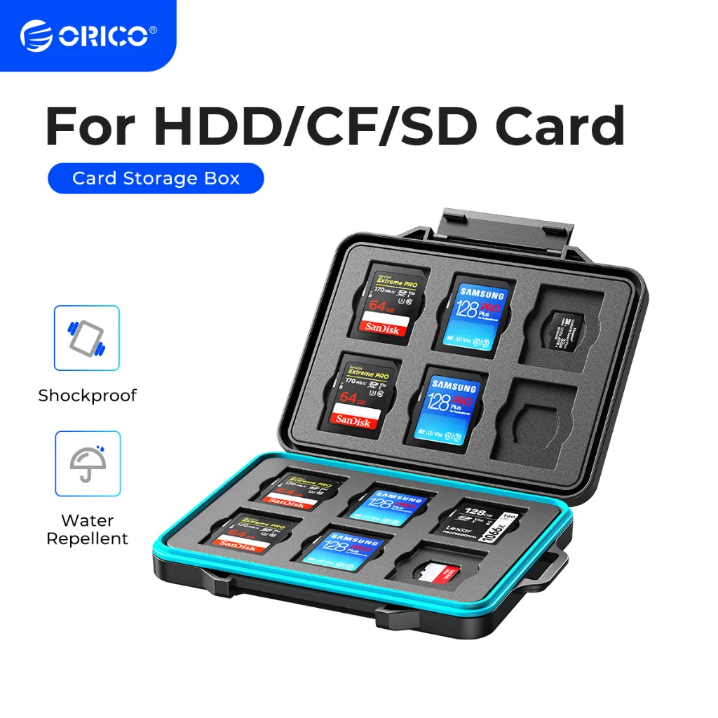 Orico Digital Storage Box sd tf การ์ดหน่วยความจํา reader HDD SSD ฮาร์ดดิสก์กรณีกันน้ําทนทานผู้ถือแบบพกพา (PHCD)