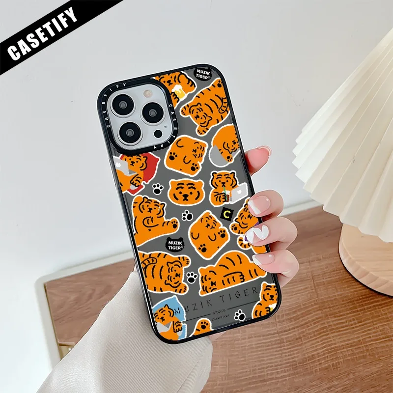 เคสโทรศัพท์มือถือ ซิลิโคนนิ่ม ใส กันกระแทก ลายสติกเกอร์ MUZIK TIGER สําหรับ iPhone 11 14 Pro Max 12 13 Mini XS X XR SE 2020 7 8 Plus Cover 6 6S