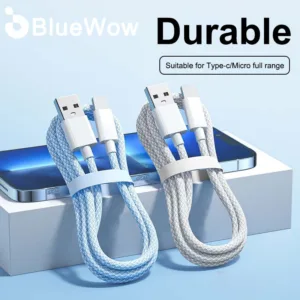 Bluewow สายชาร์จ Micro USB Type-C สําหรับ iPhone Samsung Huawei Xiaomi Redmi Android iOS