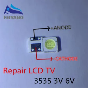 ไดโอดไฟแบ็คไลท์ 2W 6V 3535 LED 3V SMD สีขาว สําหรับซ่อมแซมทีวี LCD 100 ชิ้น