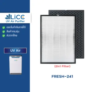 แผ่นกรองอากาศ UV Air เครื่องฟอกอากาศ LiCC Air Purifier รุ่น FRESH-241ไส้กรอง Hepa Filter เกรด H13