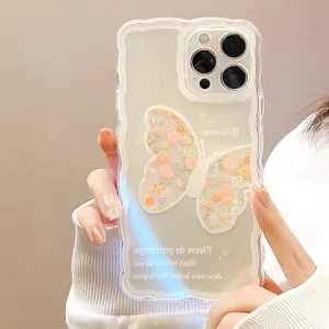 ใช้งานร่วมกับ for iPhone 11 15 14 Pro Max XR 7 8 Plus 12 13 Pro Max XS Max 14 15 Pro 7 8 SE ซิลิโคนรูปแบบผีเสื้อ Case