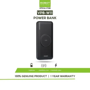 ROBOT พาวเวอร์แบงค์ รุ่น VPB-W11 แบตสำรองไร้สาย ความจุ10000mAh Power Bank USB Type-C Wireless รองรับการชาร์จเร็ว