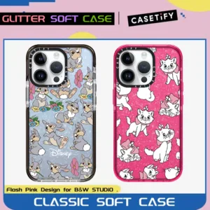 เคสโทรศัพท์มือถือแบบนิ่ม ใส กันกระแทก แต่งกลิตเตอร์ ลายแมวมารีน่ารัก สําหรับ iPhone 14 13 12 11 Pro Max