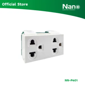 NANO เต้ารับคู่ มีกราวน์ 16A 250V ขนาด 3 ช่อง Classic series (1 ชิ้น/กล่อง) รุ่น NN-P601
