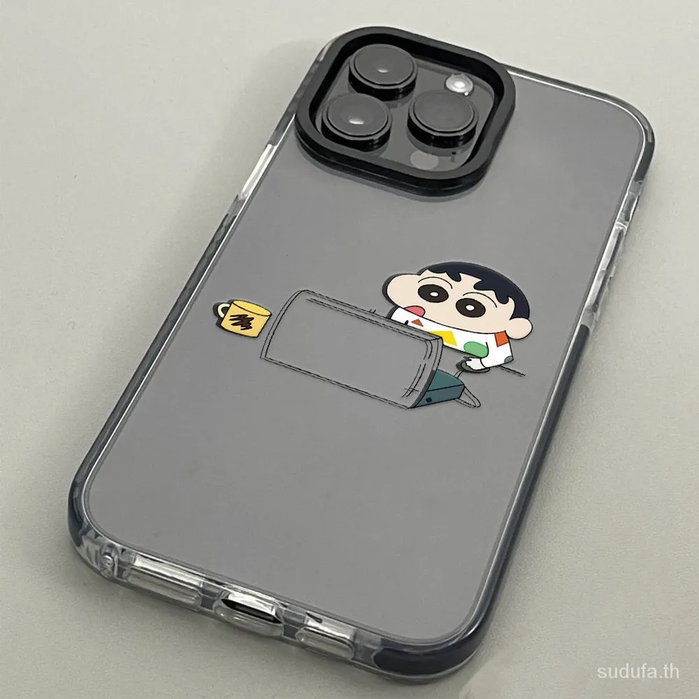 เคสโทรศัพท์มือถือแบบแข็ง กันกระแทก ลายการ์ตูนชินจัง เรียบง่าย แฟชั่น สําหรับ iPhone 11 12 13 14 15 pro max 11proma 13proma 14proma xr xs max 7 8 plus 14pro 13pro 12pro