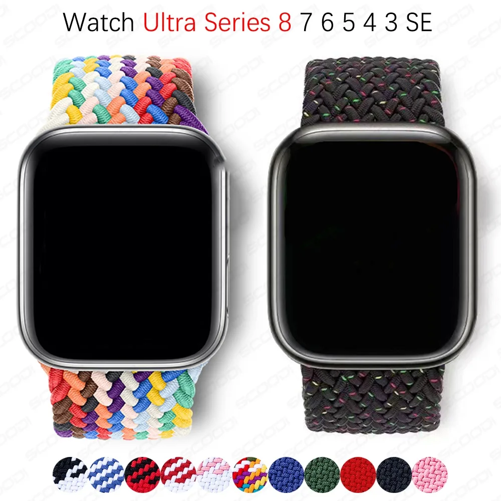 ใหม่ สายนาฬิกาข้อมือไนล่อนถัก สําหรับ iwatch band 49 มม. 45 มม. 41 มม. 44 มม. 40 มม. 42 มม. 38 มม. iwatch Ultra series 8 7 6 5 4 3 2 1 SE