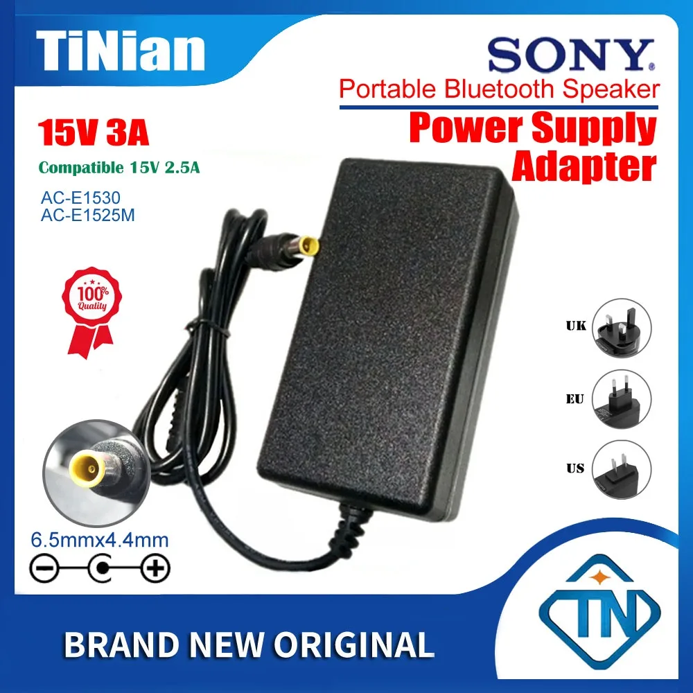 อะแดปเตอร์พาวเวอร์ 15V 3A 2.5A AC DC AC-E1525M AC-E1530 สําหรับลําโพงบลูทูธไร้สาย Sony SRS-XB3 SRS-X55 LF-S80D SRS-BTX500 SRS-Z1000