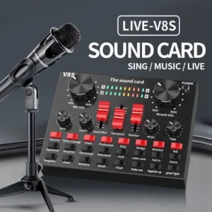 V8 V8s+ Audio USB Headset Microphone Webcast Live Sound Card for Phone / Computer--(Bluetooth)