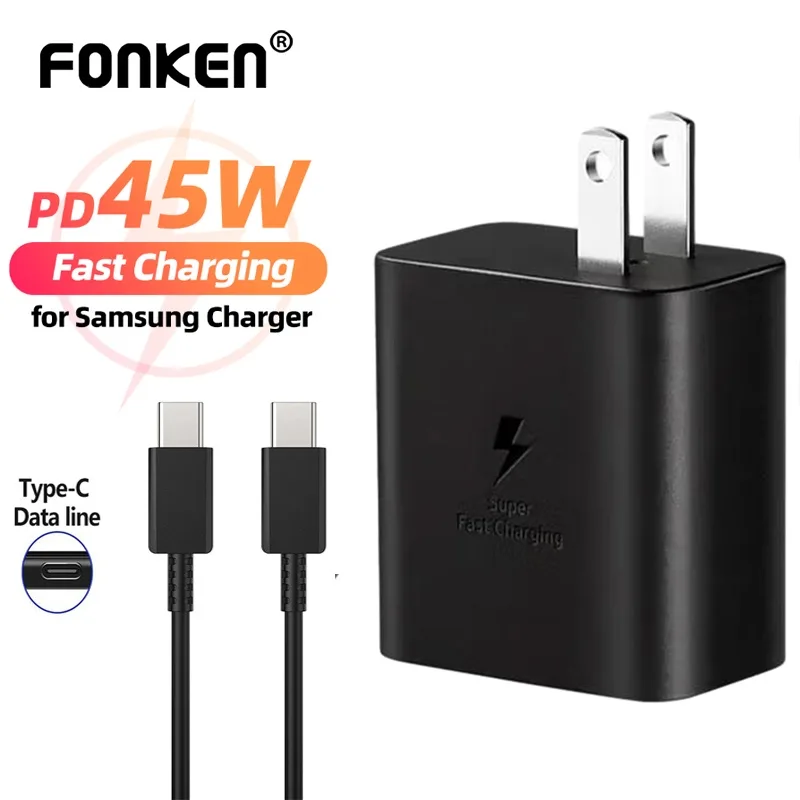 Fonken PD 45W US/UK สายชาร์จเร็ว สําหรับ Samsung Galaxy S20 S22 S23 Ultra ชาร์จเร็ว โทรศัพท์ USB C สายชาร์จ Type C