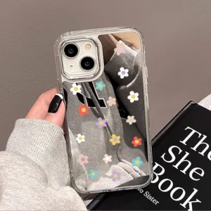COD✨ ดอกไม้หลากสี  เคสโทรศัพท์มือถือกันกระแทก TPU แบบนุ่มพร้อมกระจกแต่งหน้า For iPhone 11 14 15 12 13 Pro Max TPU Case
