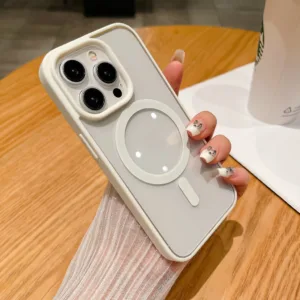 เหมาะสําหรับ ไอโฟน16 16โปรแม็กซ์ 16มือโปร 16บวก 15 14 13 12 11มือโปร สูงสุด เคสโทรศัพท์แม่เหล็กโปร่งใสแม่เหล็กในตัวเข้ากันได้คริสตัลใส [ไม่เหลือง] เคสป้องกัน ทีพียู นิ่มบางเฉียบสีพลัมสี