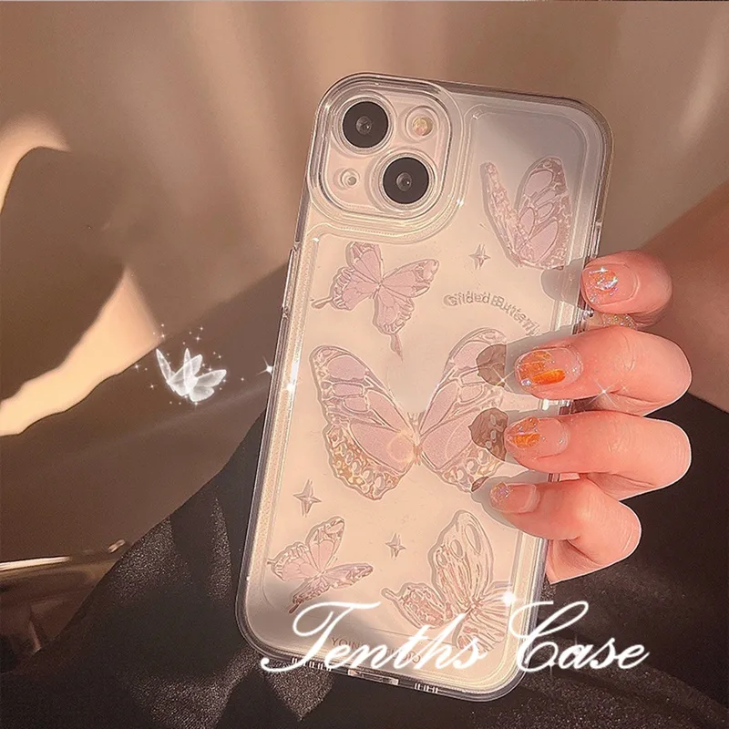 เคสโทรศัพท์มือถือแบบนิ่ม ใส ลายผีเสื้อสีขาว สําหรับ Samsung A04s A33 A53 A13 A73 A03 A03s A12 A22 A32 A51 A52 A71 A50 A50s A30s