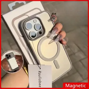 ไทเทเนียมสีเทาแม่เหล็กสําหรับiphone 16 15 14 13 12 11 Xs Pro Max 11pro 7 8 Plus X XRหรูหราMatte SimpleปลอกiPhoneกันกระแทก