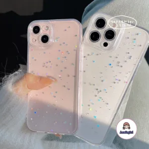 เคสไอโฟน 11 เคสโทรศัพท์มือถือแบบนิ่ม TPU ใส สําหรับ IPhone 13 12 15 Pro Max 14 Promax X XS MAX 7 8 Plus SE กันกระแทก ลายกลิตเตอร์ดาว ระยิบระยับ
