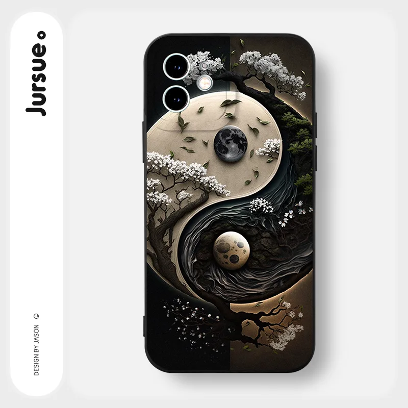 JURSUE เคสไอโฟน เคสซิลิโคนนุ่มกันกระแทกน่ารักตลก เคสโทรศัพท์ สีดำ Compatible for iPhone 16 15 14 13 12 11 Pro Max SE 2020 X XR XS 8 7 Plus พลัส Y4088
