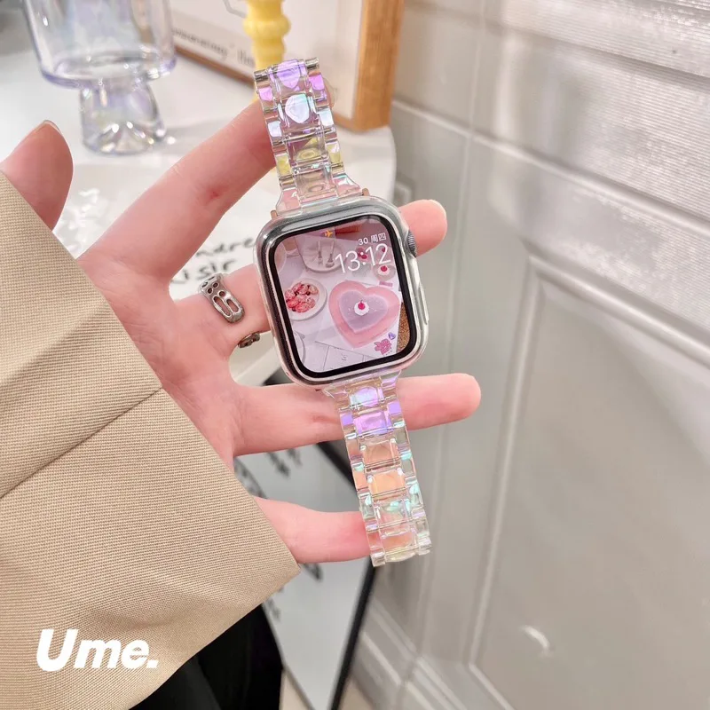 สายนาฬิกา watch ultra 10 9 8 7 6  5 4 3 สายนาฬิกา smart watch ใสฟรุ้ง สาย41/44/45/49/46mm สาย Iwatch